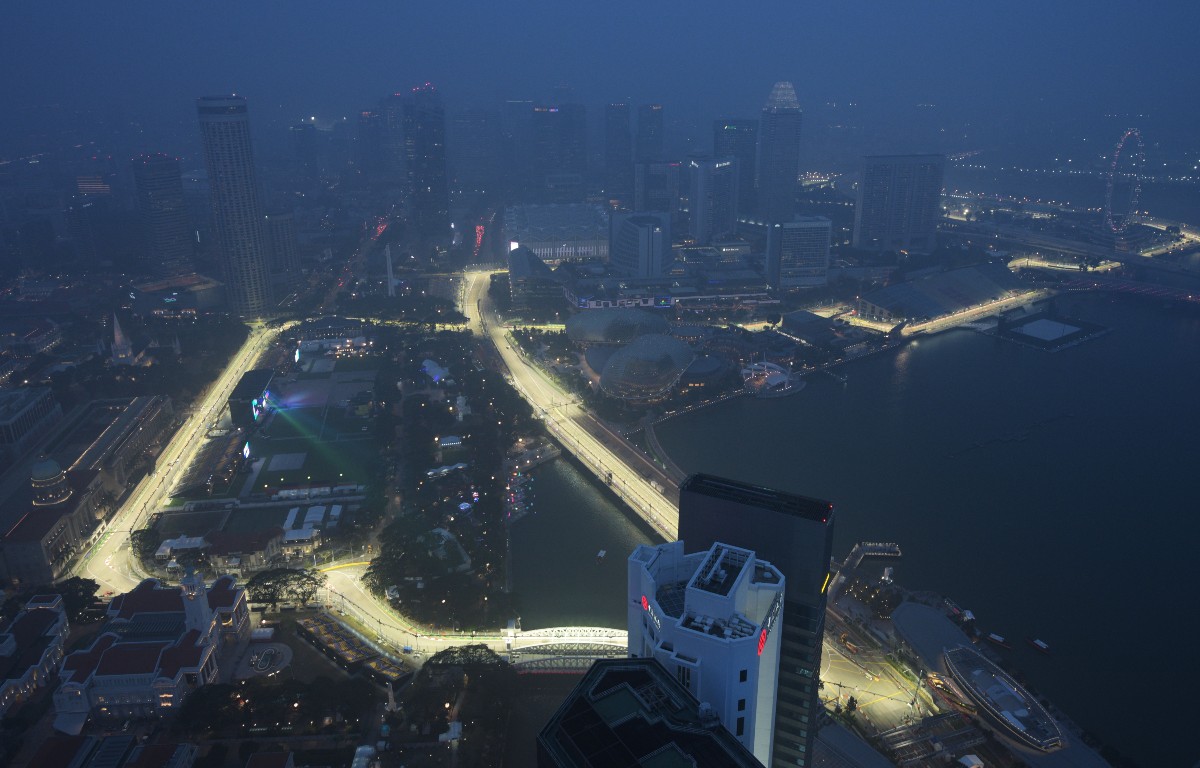 The Marina Bay Circuit from above. Singapore, June 2020.