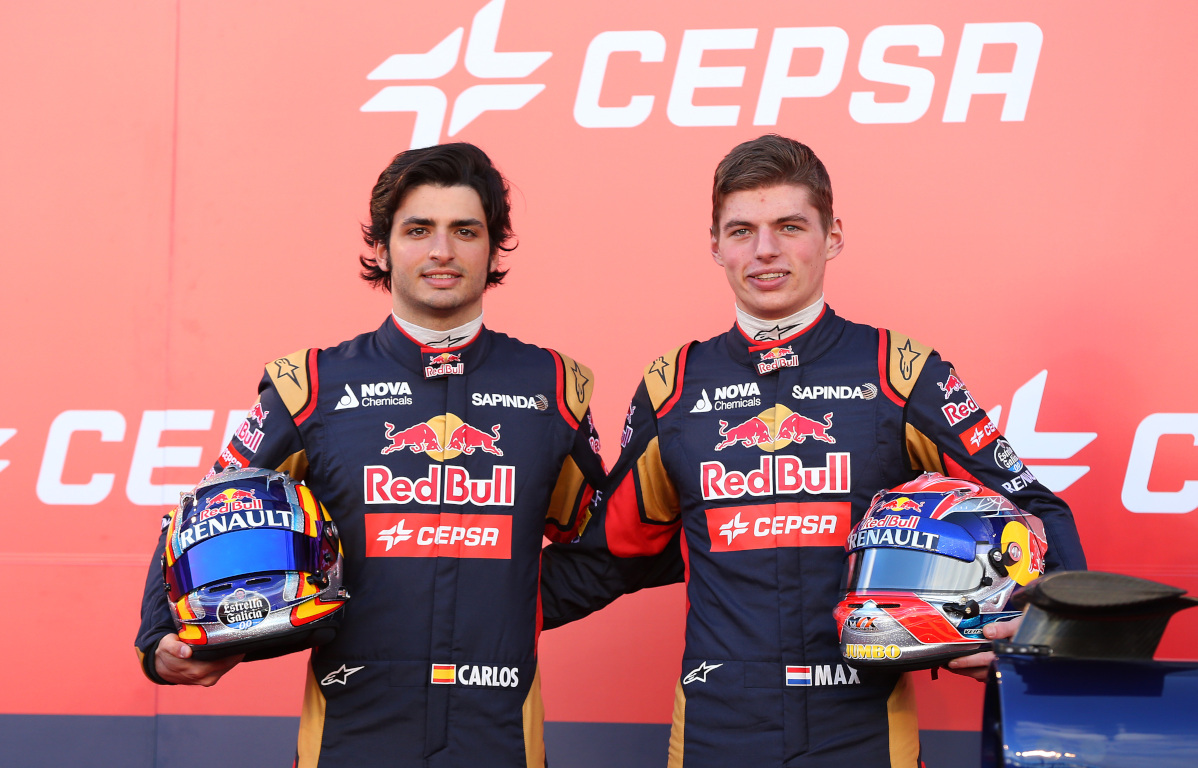 Carlos Sainz and Max Verstappen STR launch. Spain February 2015