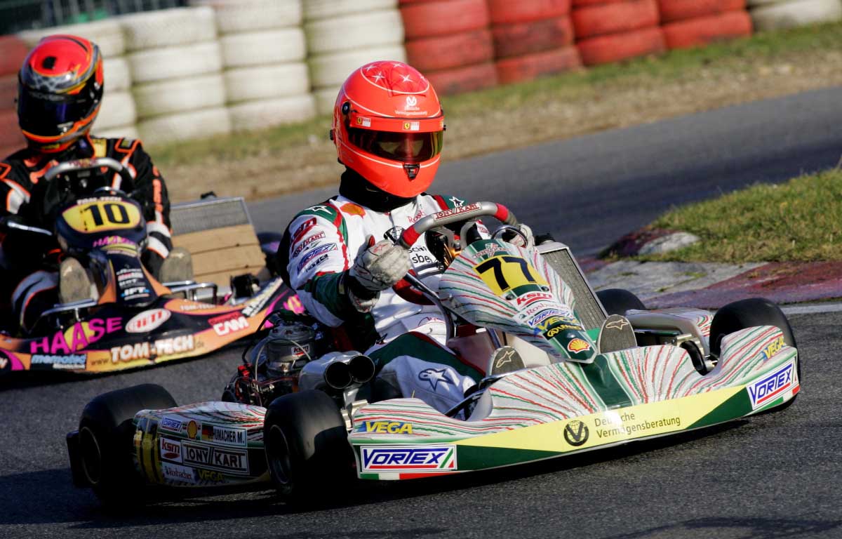 Michael Schumacher karting at his owned track. Kerpen December 2009.