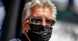Mario Andretti in sunglasses and a mask. United States, May 2021.