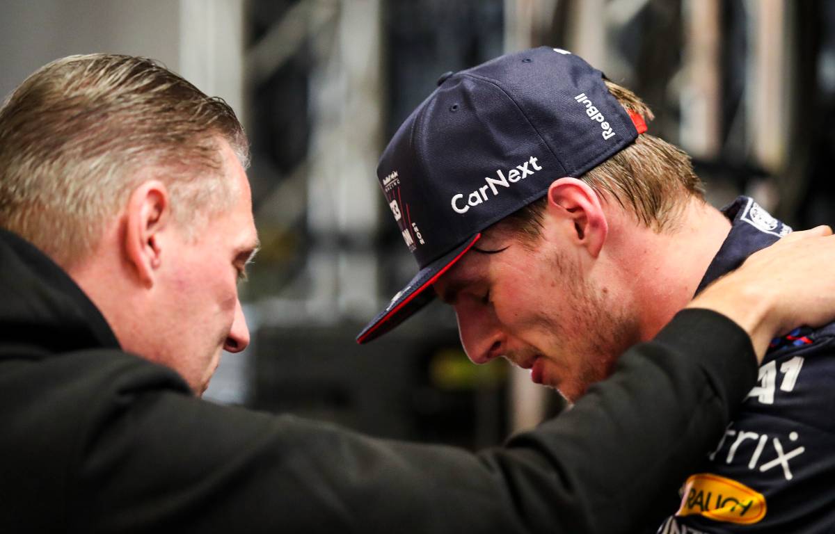 Jos Verstappen and Max Verstappen after the Abu Dhabi GP. Yas Marina December 2021.