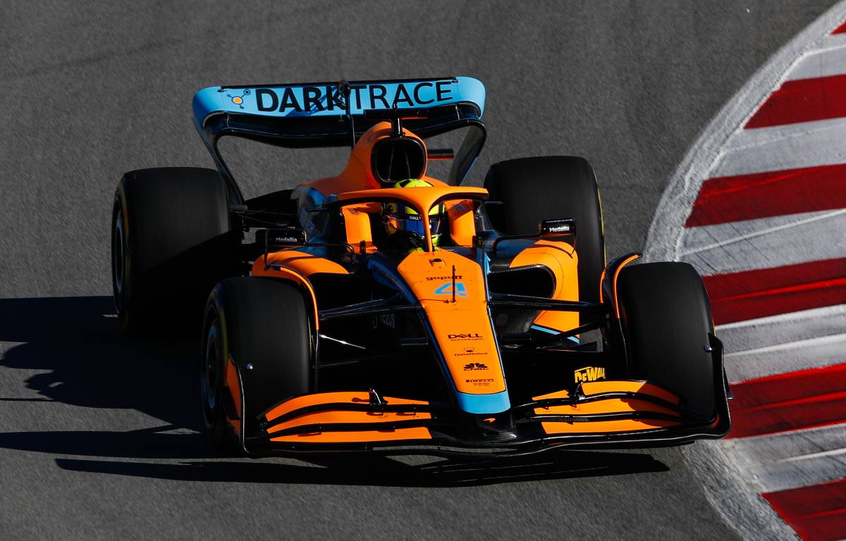 Lando Norris during the McLaren MCL36 shakedown at the Circuit de Catalunya. Barcelona February 2022.