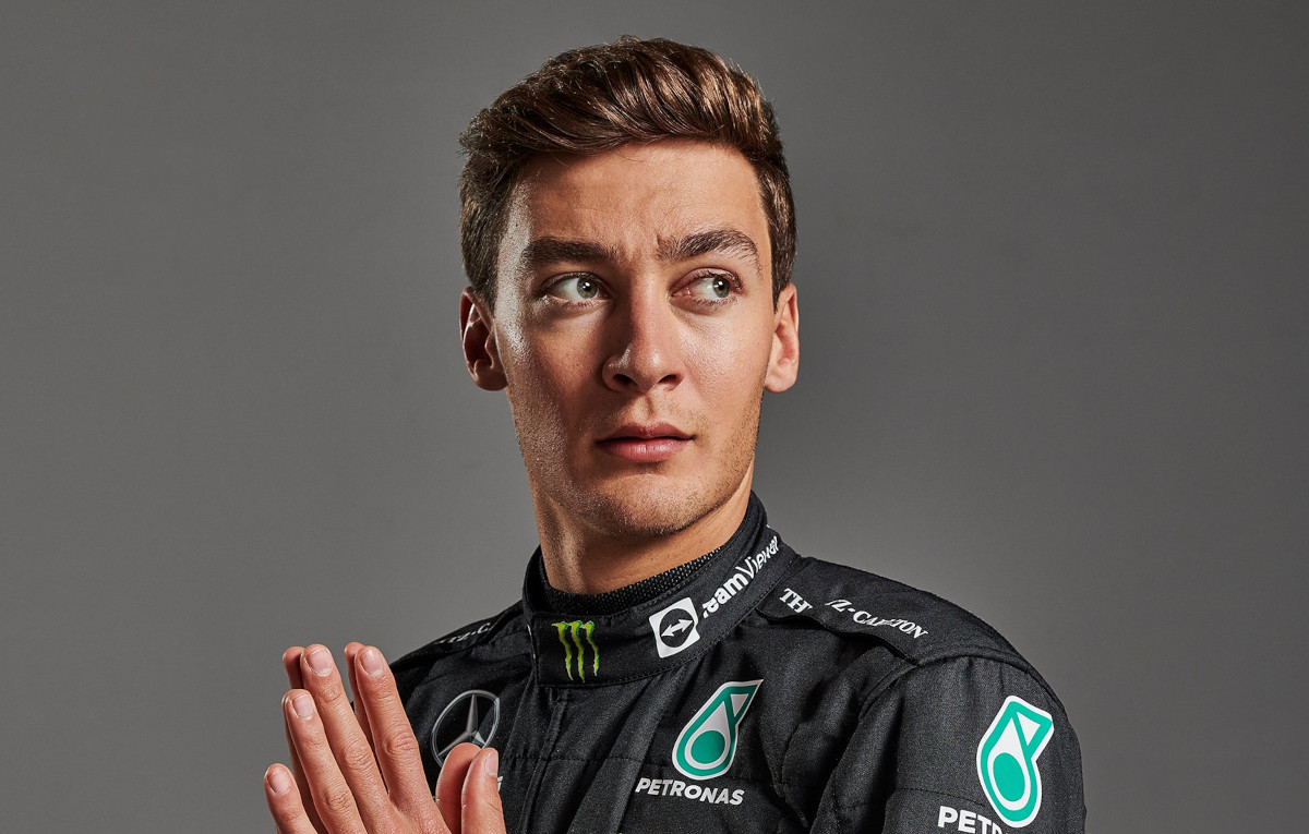 George Russell profile photograph Mercedes. February 2022
