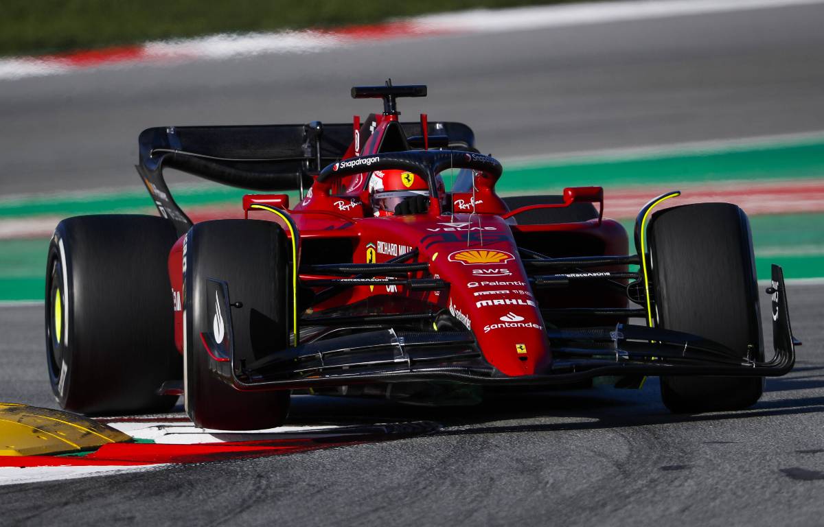 Charles Leclerc on-track in Barcelona on day one. Spain, February 2022..