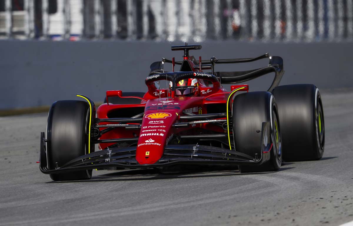 Carlos Sainz on the start/finish straight. F1 Testing Barcelona February 2022.