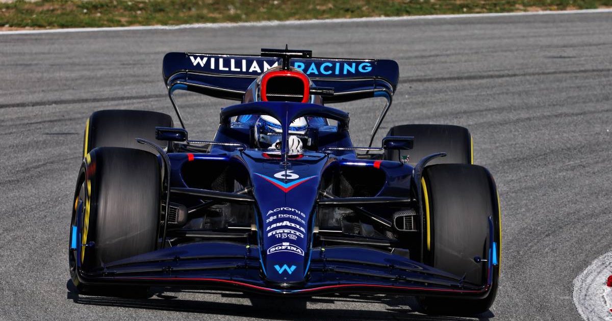 Nicholas Latifi's Williams at the Circuit de Catalunya. Barcelona February 2022.
