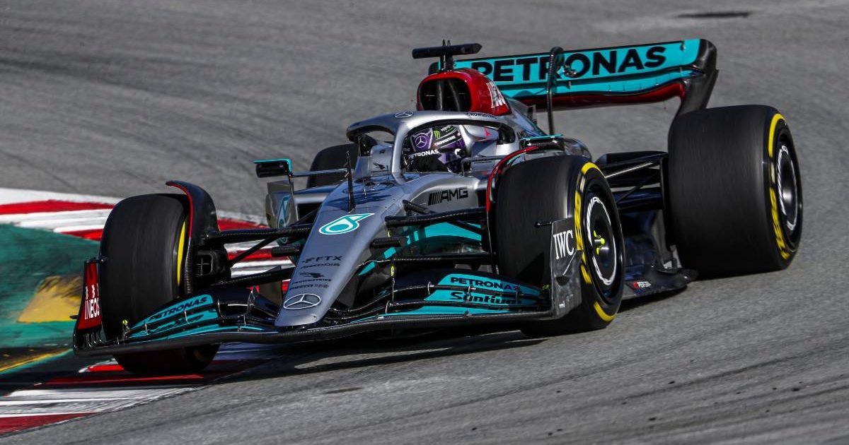 Lewis Hamilton, Mercedes, on-track in Spain. February 2022.