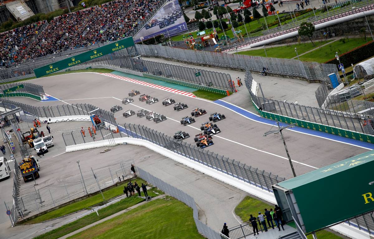 Russian Grand Prix start from above. September 2021.