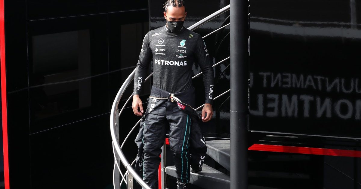Lewis Hamilton exits the Mercedes motorhome. Spain, February 2022.