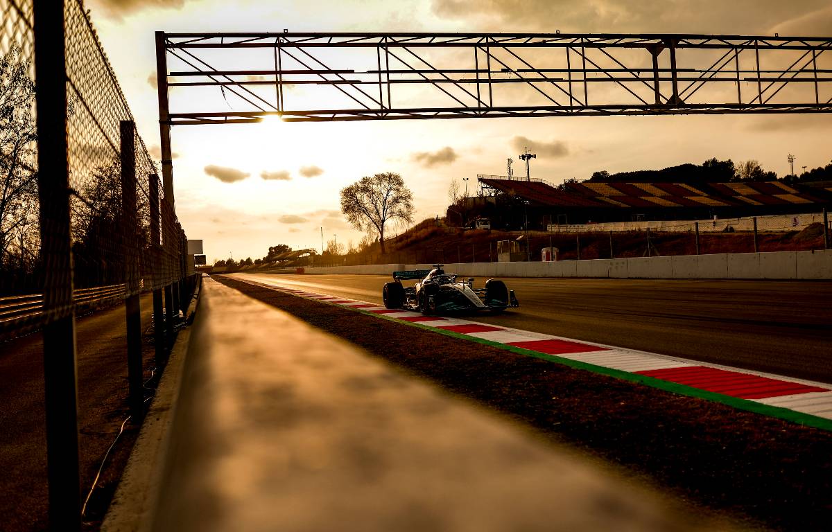 Lewis Hamilton in the Barcelona sunset. Spain, February 2022.