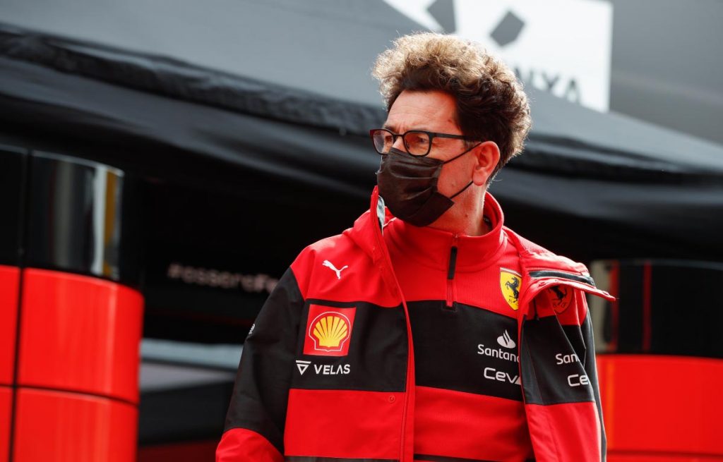 Ferrari team boss Mattia Binotto in the paddock. Barcelona February 2022.