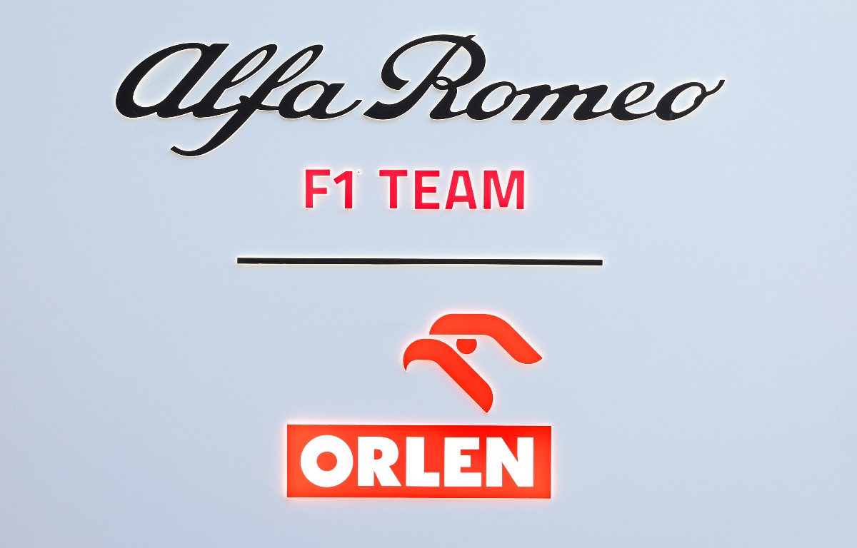 Alfa Romeo Formula 1 logo. Spain, February 2022.