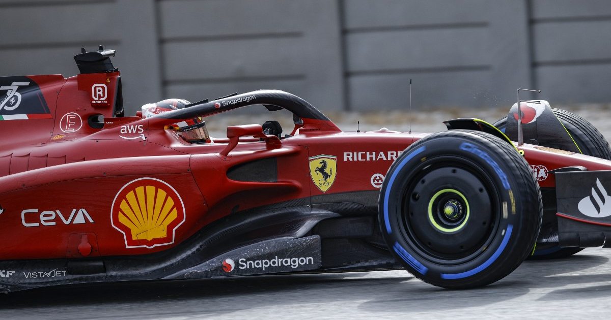 Side view of Ferrari's Carlos Sainz. Spain, February 2022.