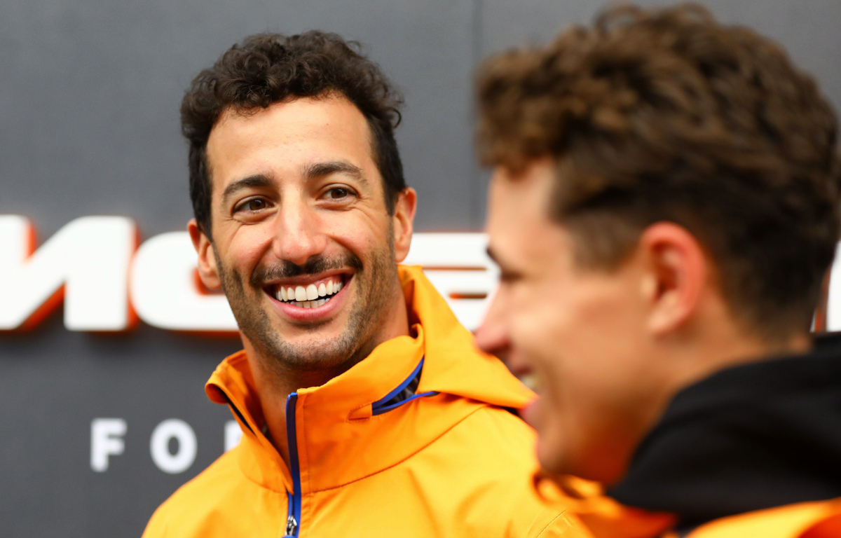 Daniel Ricciardo laughing with Lando Norris. Brazil November 2021