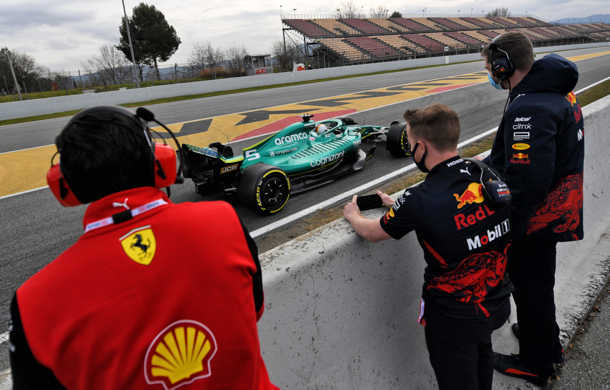 Ferrari and Red Bull watching Sebastian Vettel in testing. Barcelona February 2022