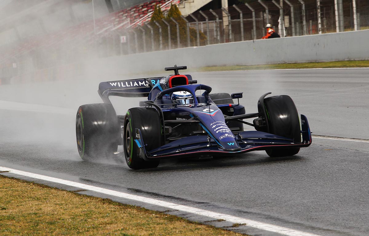 Nicholas Latifi drives the Williams FW44 in Spain. Barcelona February 2022