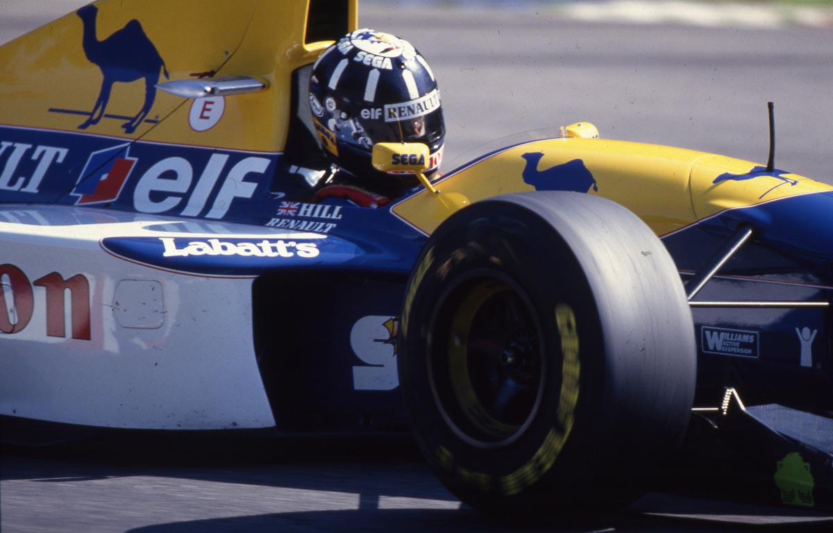 Damon Hill drives the Williams FW15C. Hockenheim July 1993.