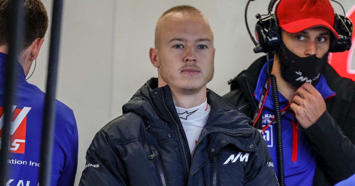 Nikita Mazepin in the Haas garage. Barcelona February 2022.