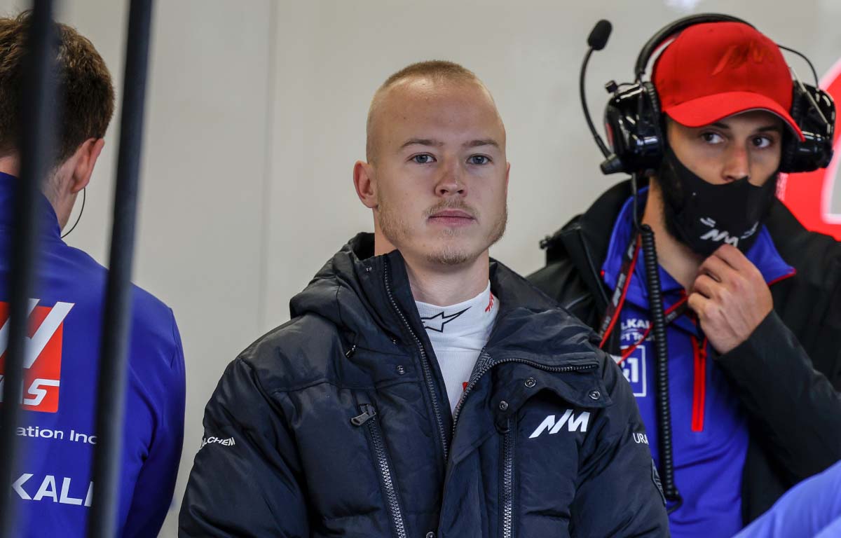 Nikita Mazepin in the Haas garage. Barcelona February 2022.