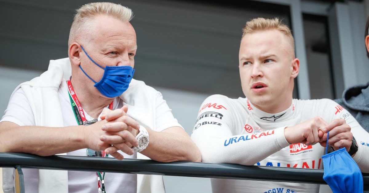 Haas driver Nikita Mazepin with father Dmitry. Monaco May 2021.