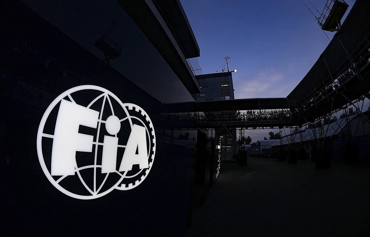 FIA logo lit up at Mexican Grand Prix. Mexico City 2021