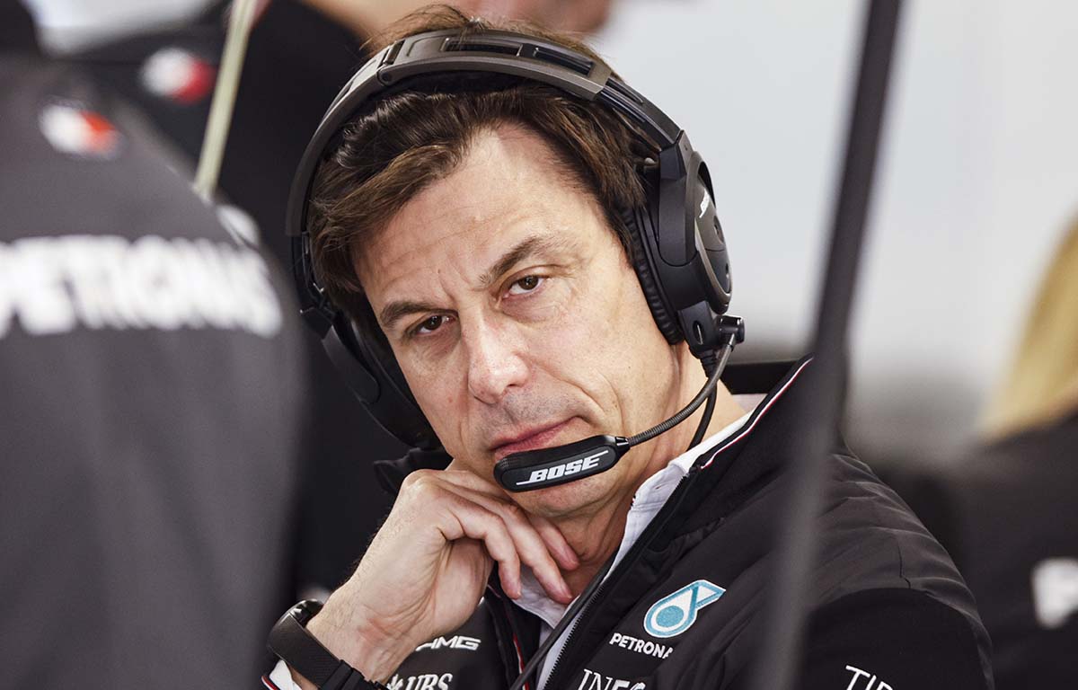 Toto Wolff watches Barcelona testing from the Mercedes garage. February 2022