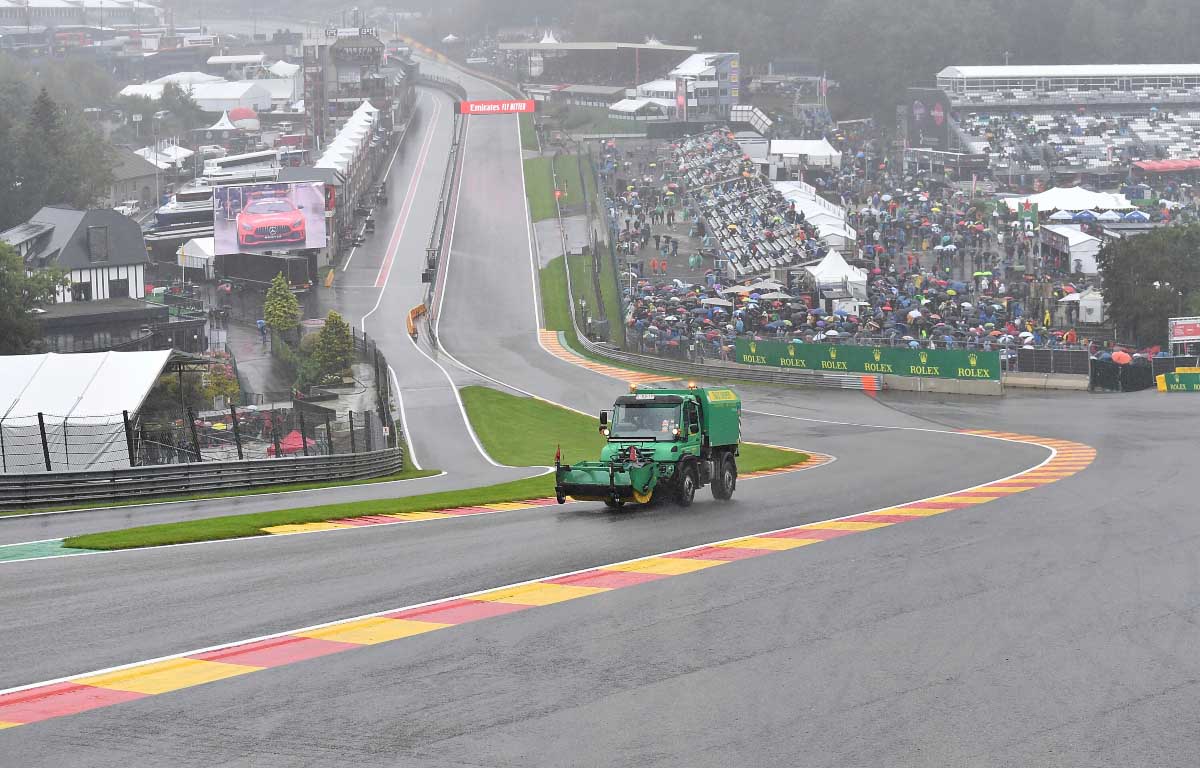 A water clearer heads up Eau Rouge. Spa-Francorchamps August 2021.