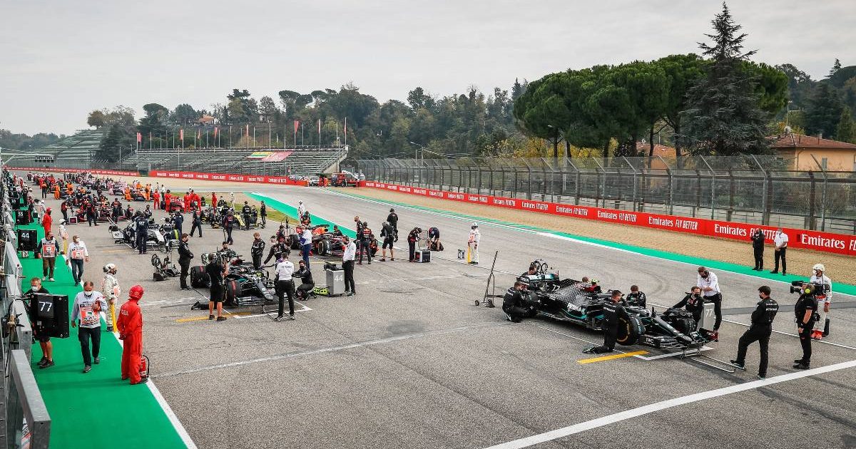 Cars on the grid in Imola. Italy, November 2020.
