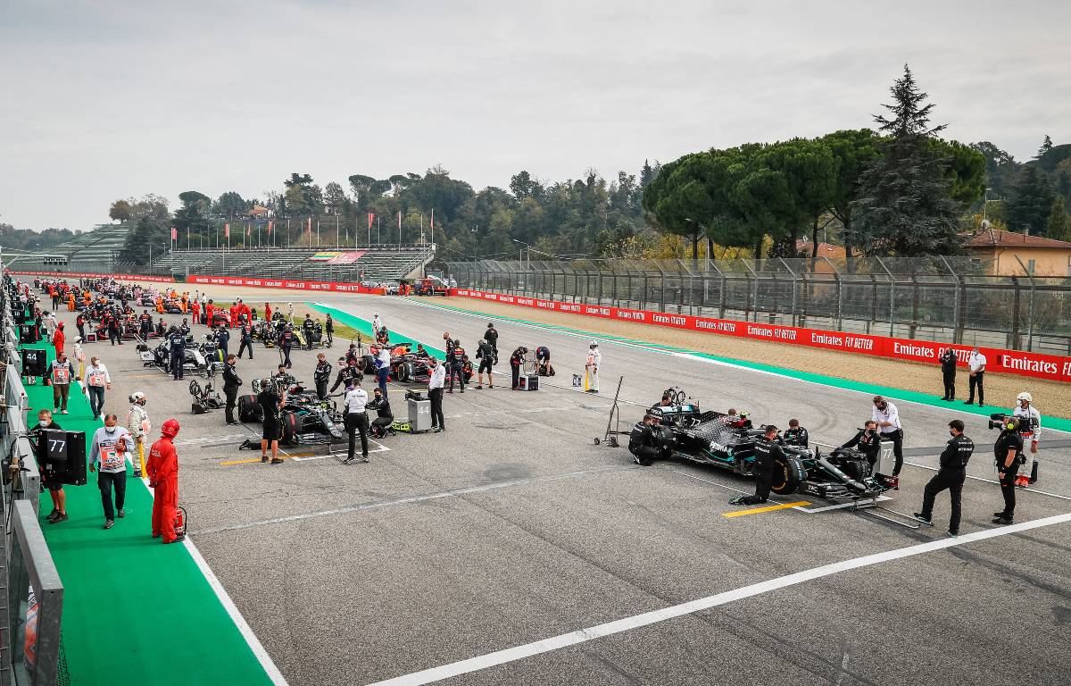 Cars on the grid in Imola. Italy, November 2020.