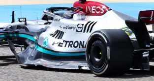Lewis Hamilton in Mercedes zero pod W13. Bahrain March 2022