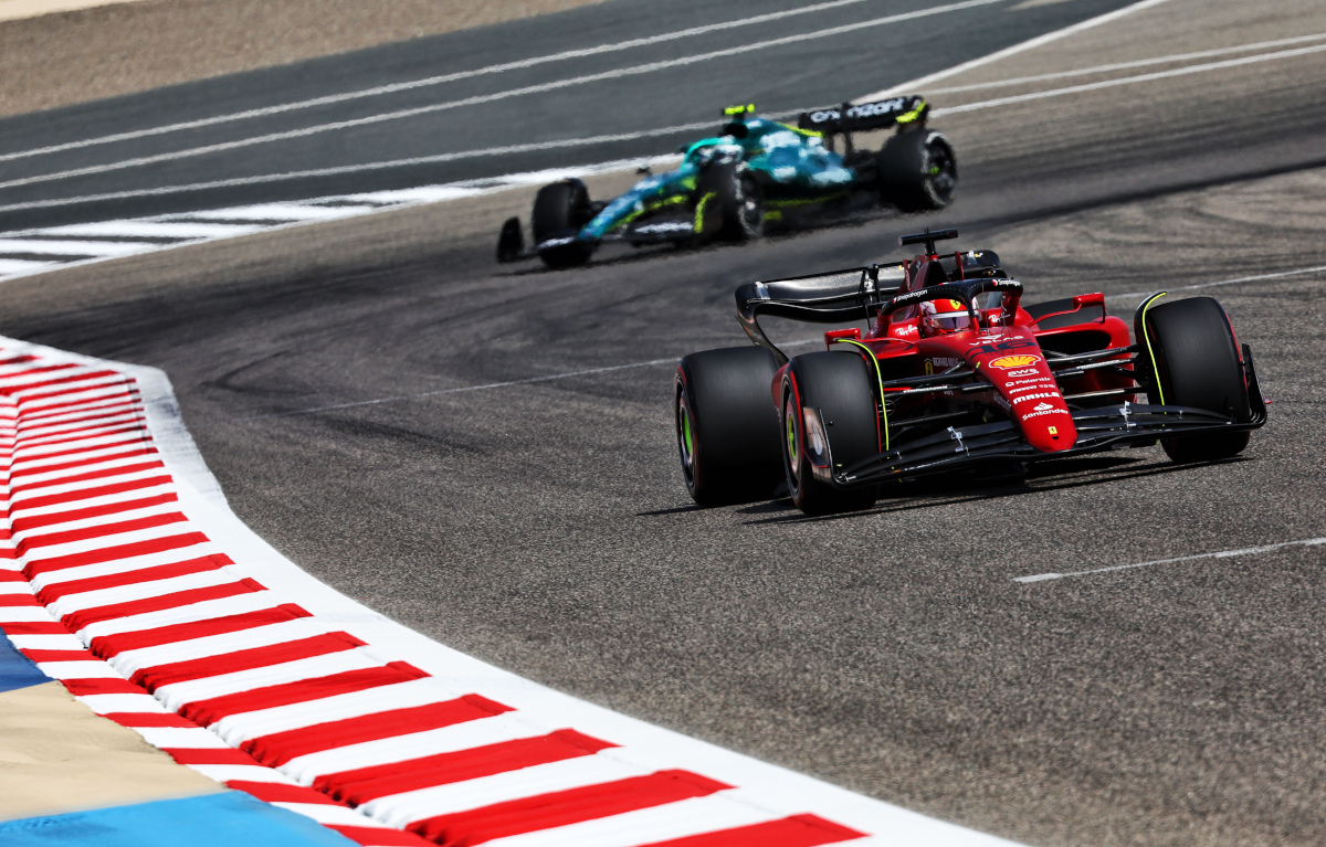 Charles Leclerc leads Sebastian Vettel in testing. Bahrain March 2022