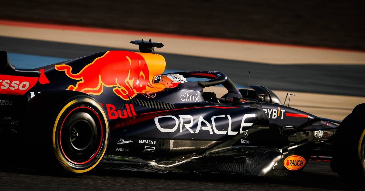 Max Verstappen的红牛的侧面。巴林。2022年3月。