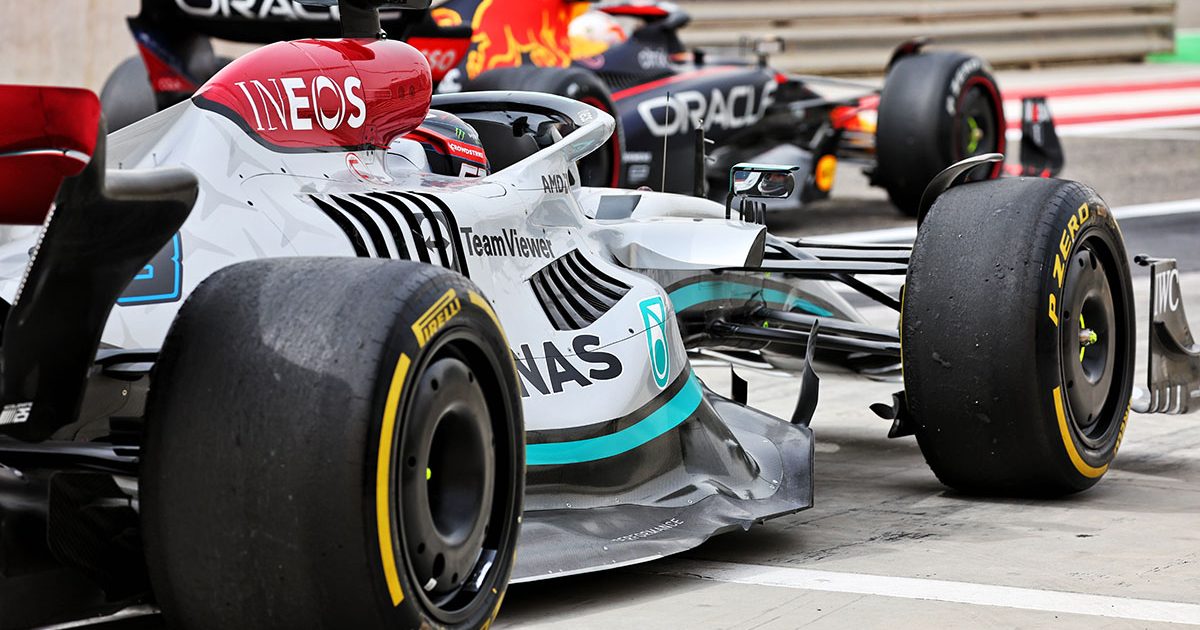 Mercedes and Red Bull in the pit lane. Bahrain March 2022