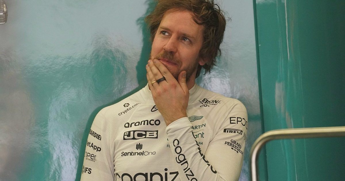Sebastian Vettel appears to be in thought. Bahrain, March 2022.
