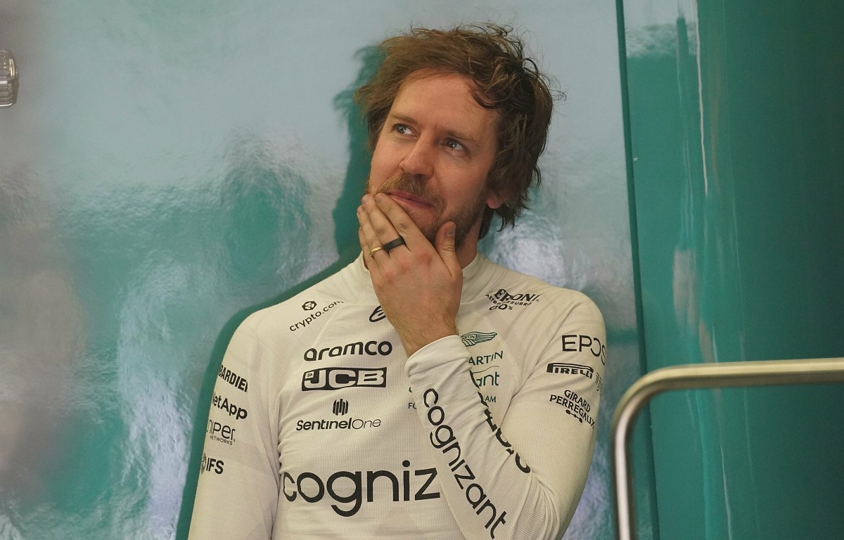 Sebastian Vettel appears to be in thought. Bahrain, March 2022.