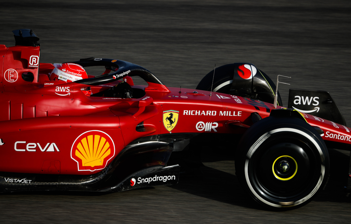 Charles Leclerc drives the Ferrari in testing. Bahrain March 2022