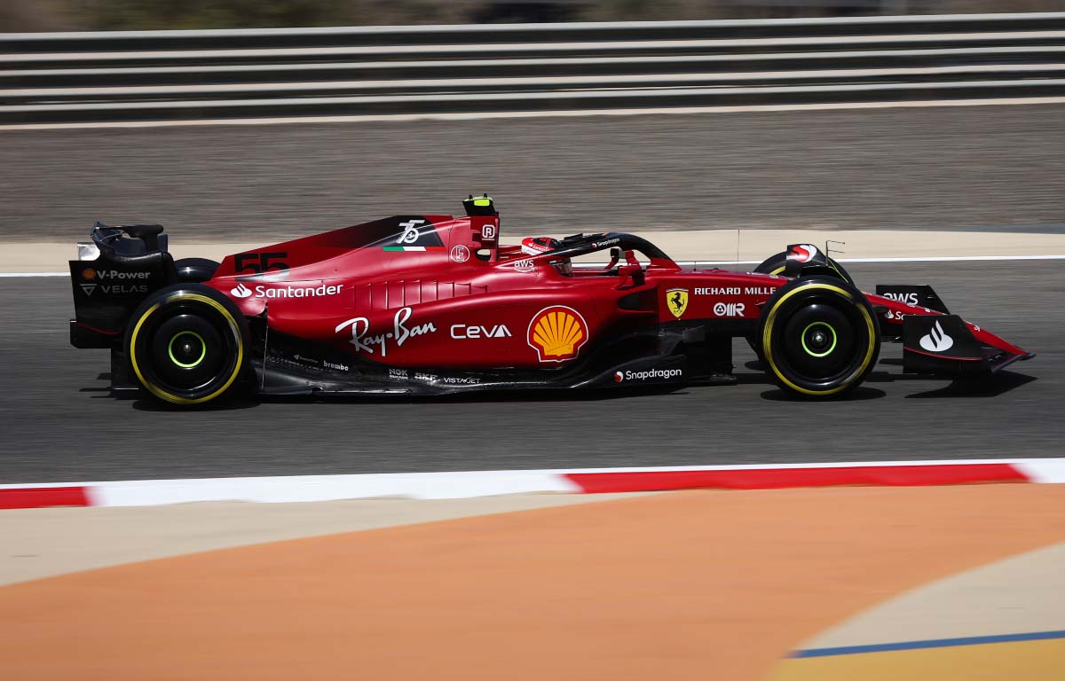 Ferrari driver Carlos Sainz tests. Bahrain March 2022.