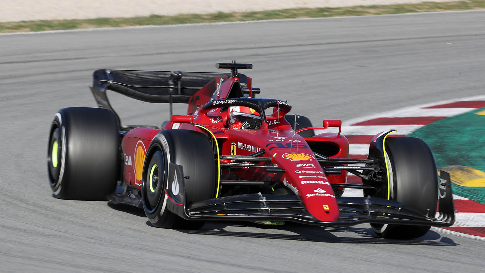 Charles Leclerc in pre-season action. Barcelona March 2022