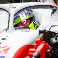 Mick Schumacher sitting in the Haas VF-22 in the garage. Bahrain March 2022