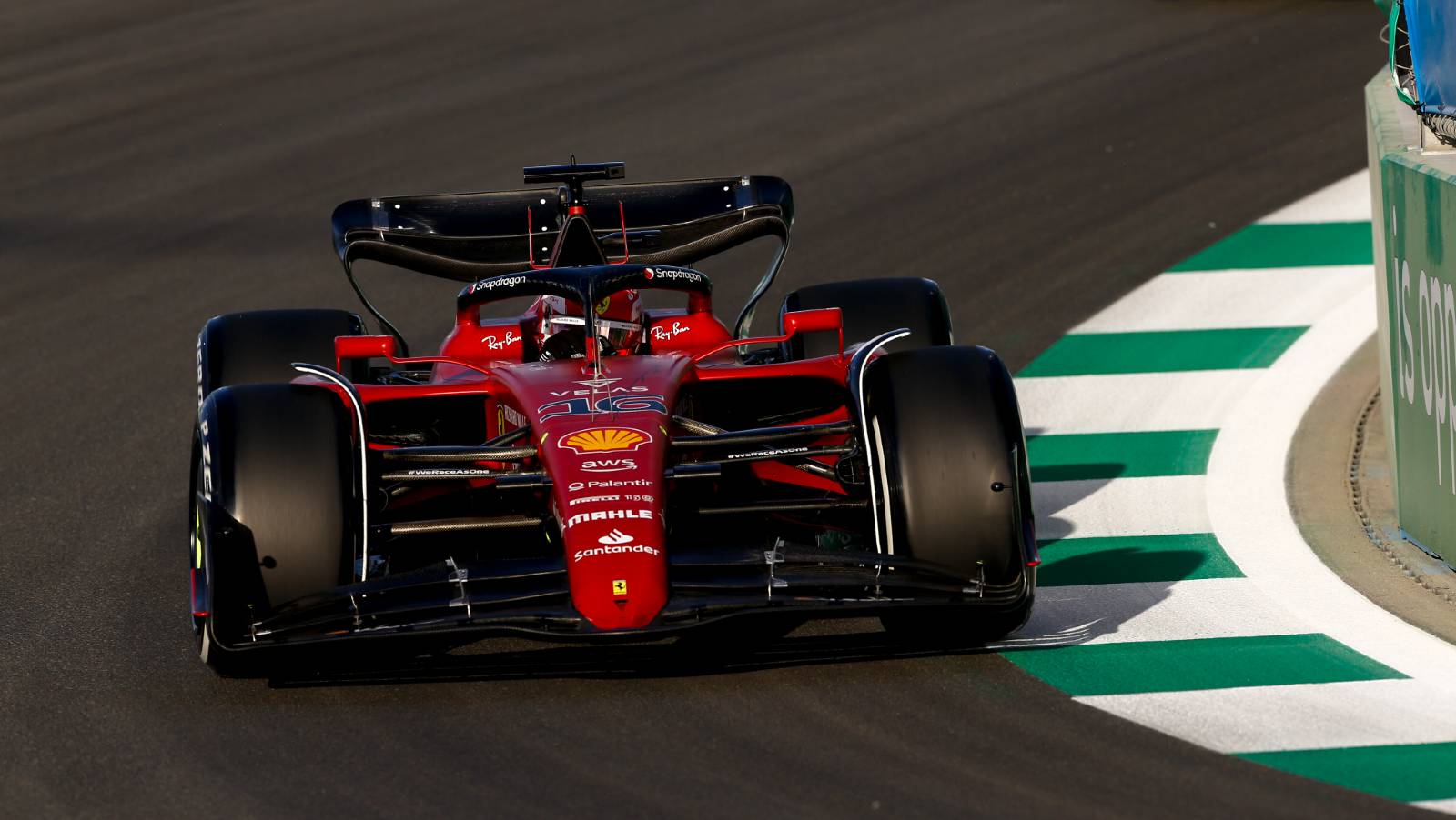 Charles Leclerc's Ferrari during free practice for the Saudi Arabian GP. Jeddah March 2022.