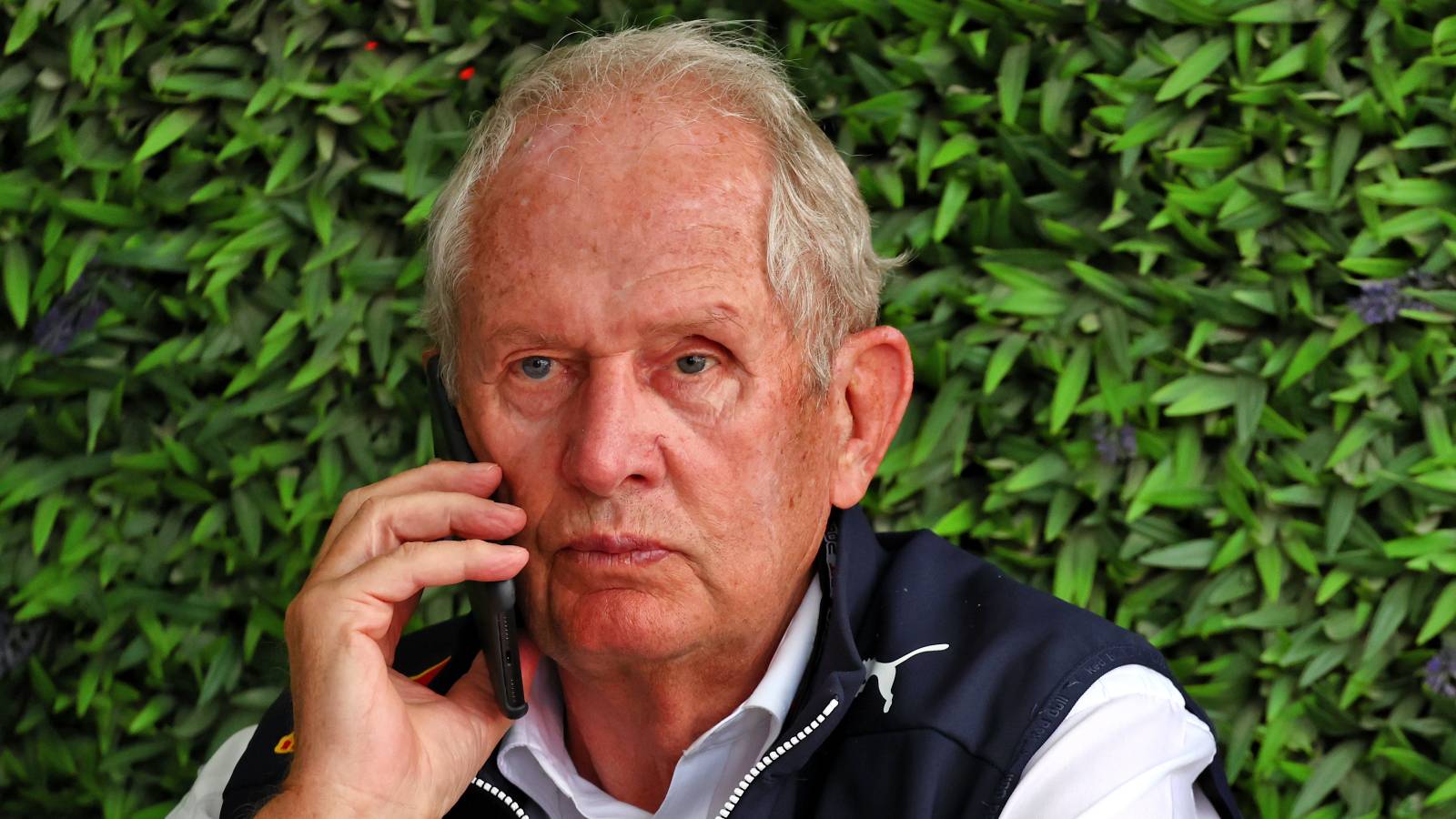 Helmut Marko making a phone call. Jeddah March 2022.