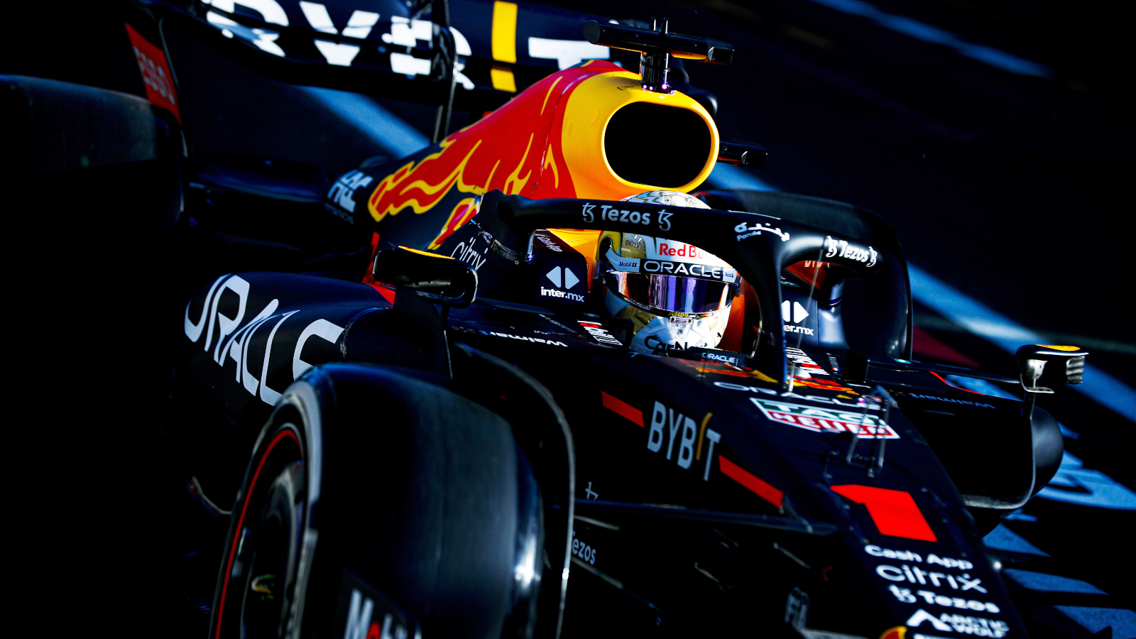 Max Verstappen up close in his RB18 with the number 1. Saudi Arabia March 2022