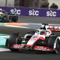 Lewis Hamilton, Mercedes, follows Kevin Magnussen, Haas. Saudi Arabia March 2022.