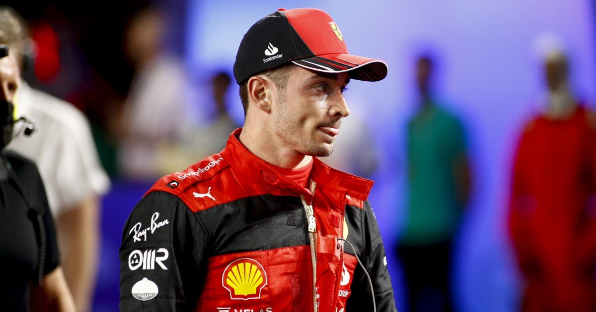 Charles Leclerc wearing his Ferrari race suit and cap. Saudi Arabia March 2022.