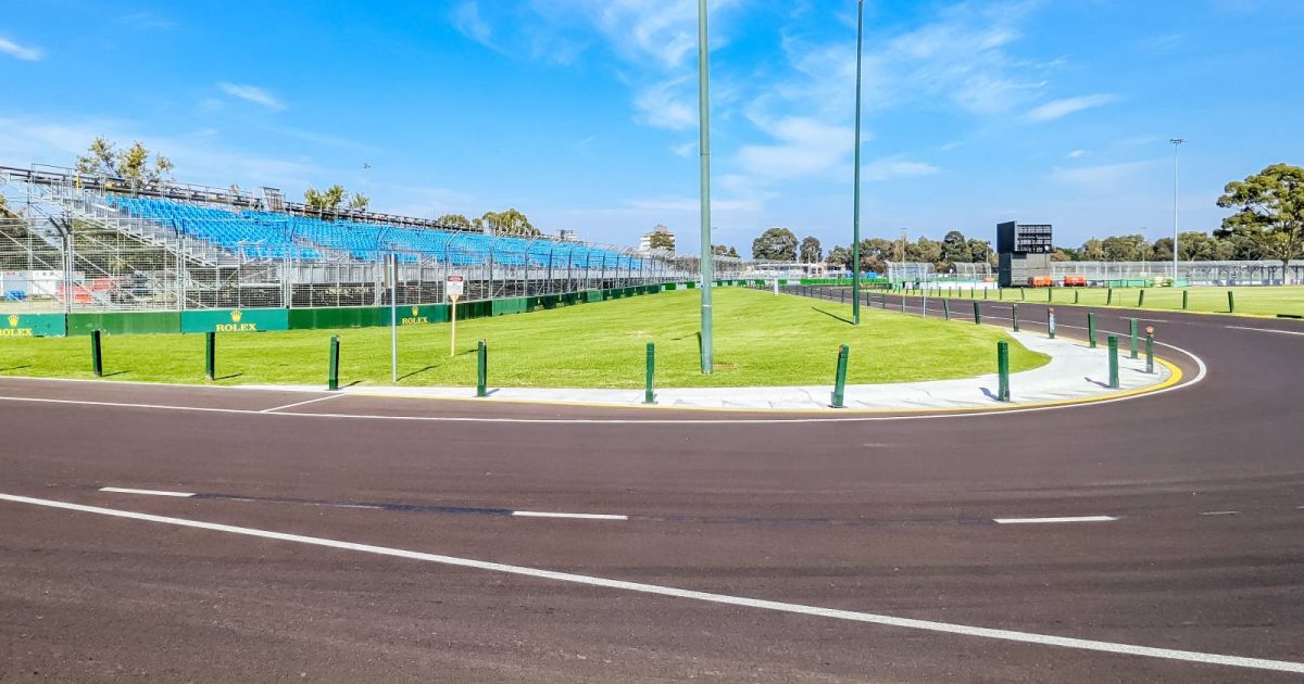 An Albert Park grandstand pre-Australian Grand Prix. April 2022.