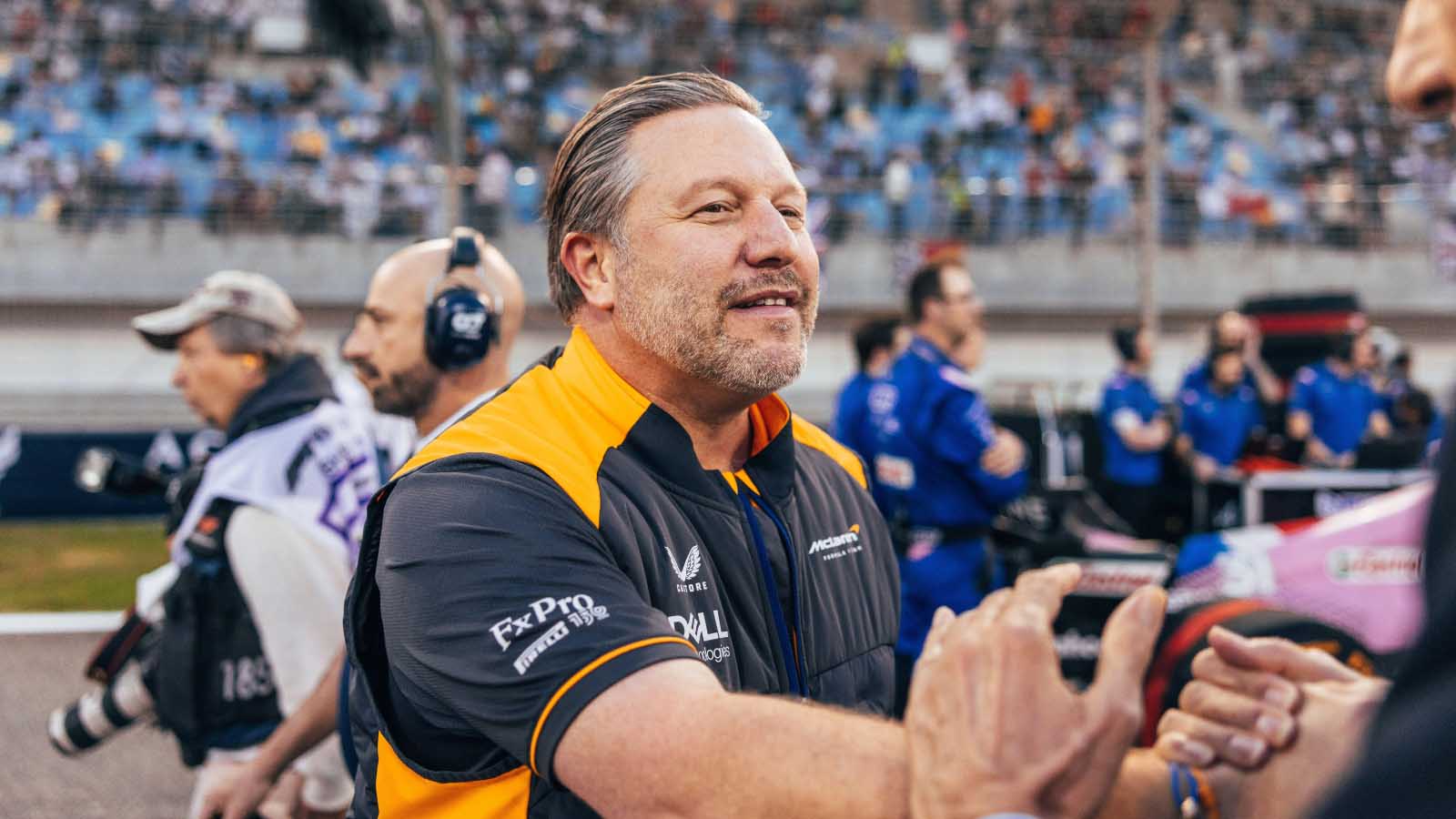 Zak Brown on the grid. Bahrain March 2022.