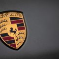 The Porsche logo is seen on a car at the company's headquarters. Germany February 2022