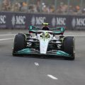 Lewis Hamilton, Mercedes, opens DRS. Australia, April 2022.