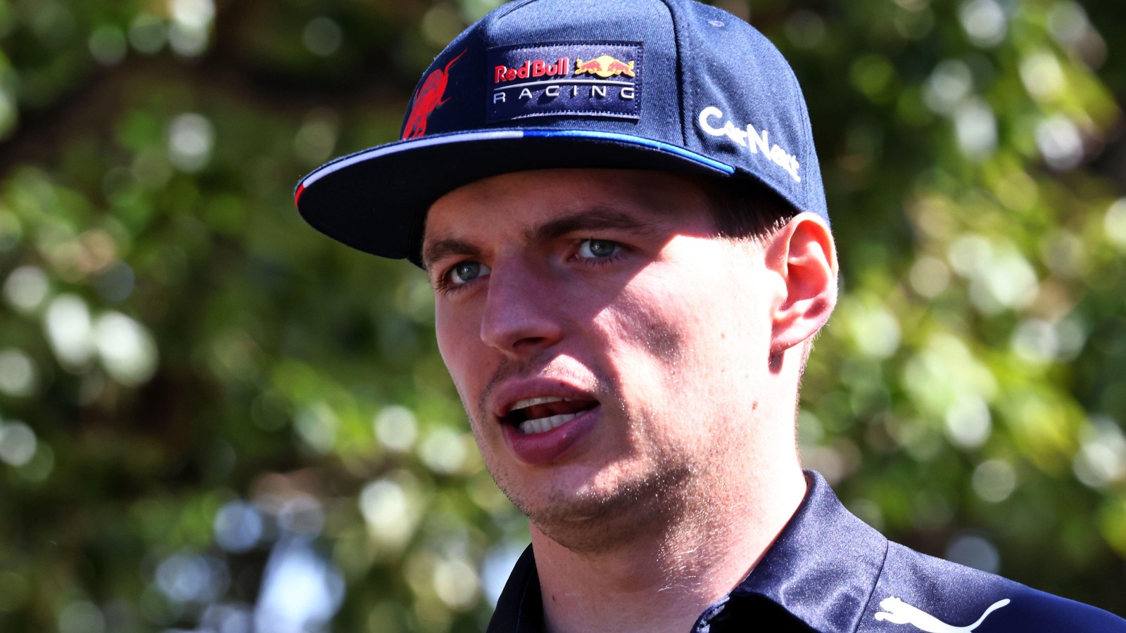 Max Verstappen wears a Red Bull team cap. Australia, April 2022.