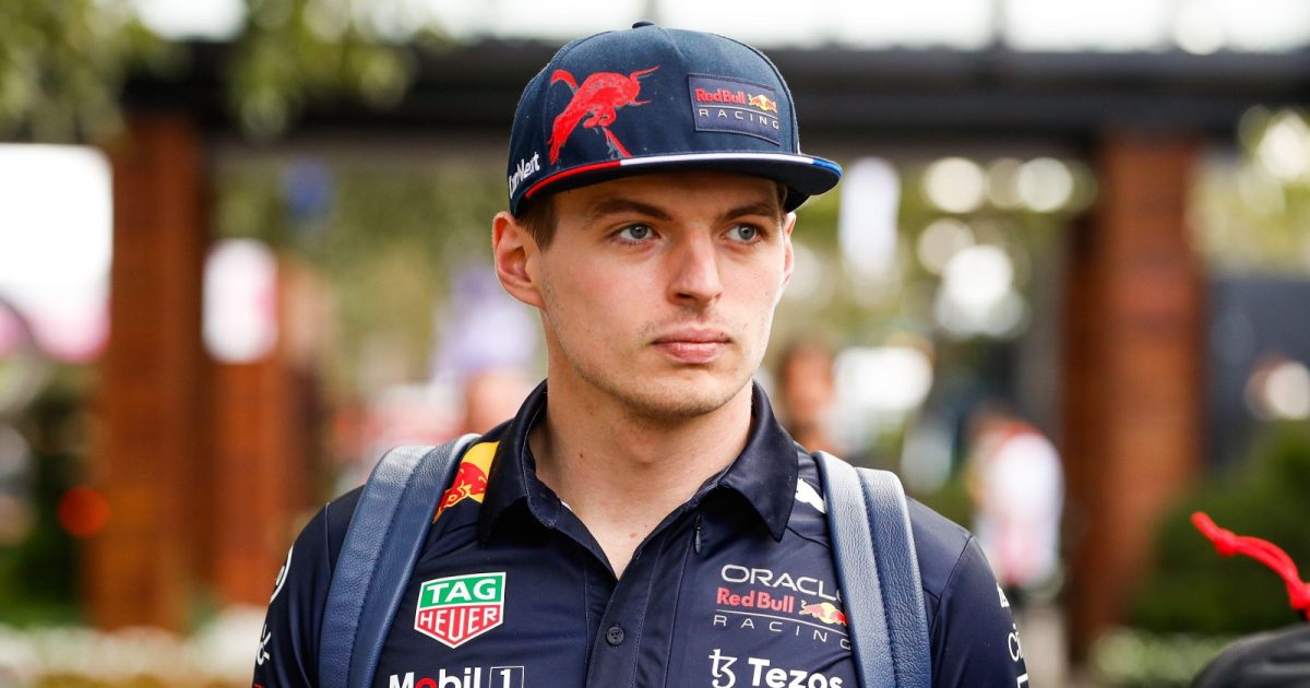 Max Verstappen, Red Bull, looking serious as he arrives in the paddock. Australia, April 2022.